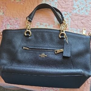 Coach Black Satchel with Gold Accents